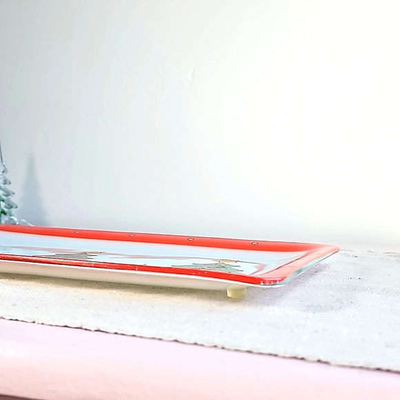 Fitz and Floyd Essentials Christmas 3 🌲 Glass Serving Tray - Picture 4 of 5